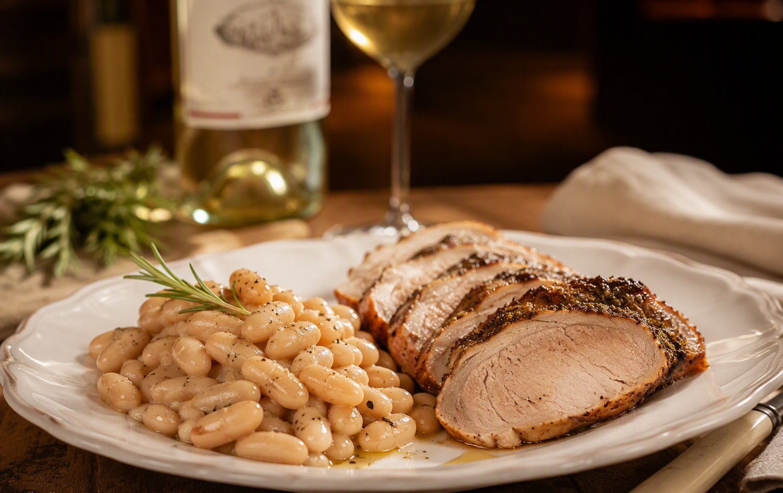 Arista di maiale con fagioli all'olio