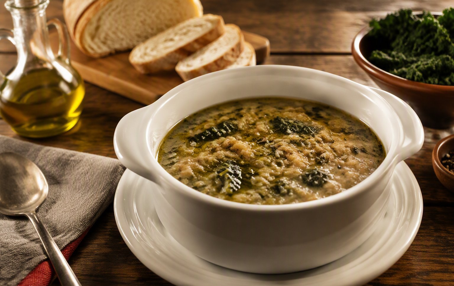 La ribollita nella ciotola bianca